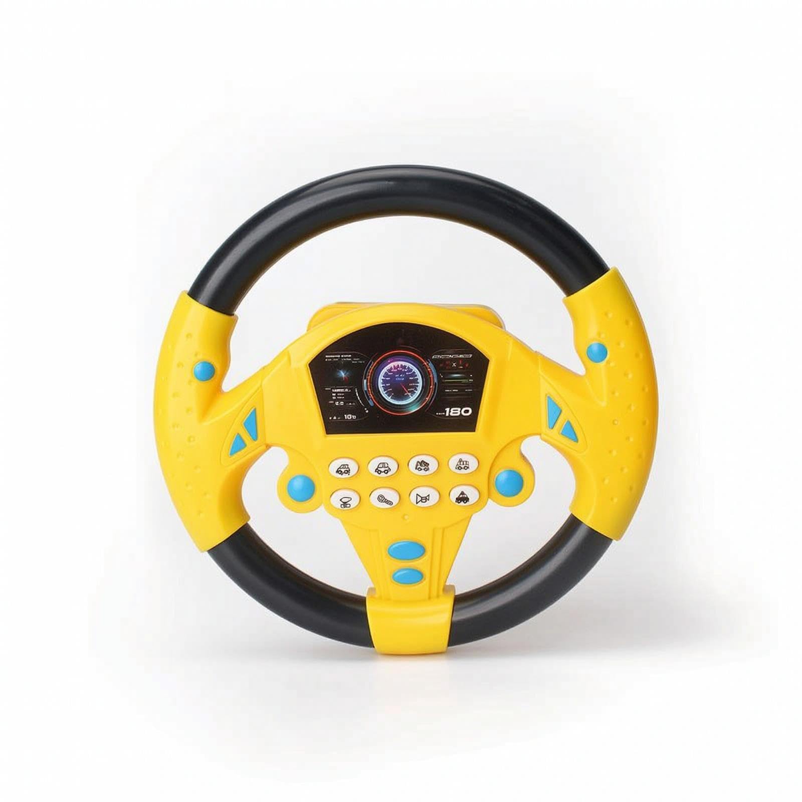Toy Steering Wheel with Buttons Travel Simulated Steering Wheel Interactive Dashboard Toy for Kids, Young Children, Pretend Play, Car Rides Yellow Black-image-39