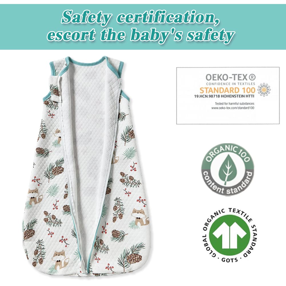 Fairy Baby Sacco Nanna per Neonati 1.0 Tog Sacco a Pelo Senza Maniche per Neonato Bambino Bambina Morbido Cotone Traspirante Swaddle