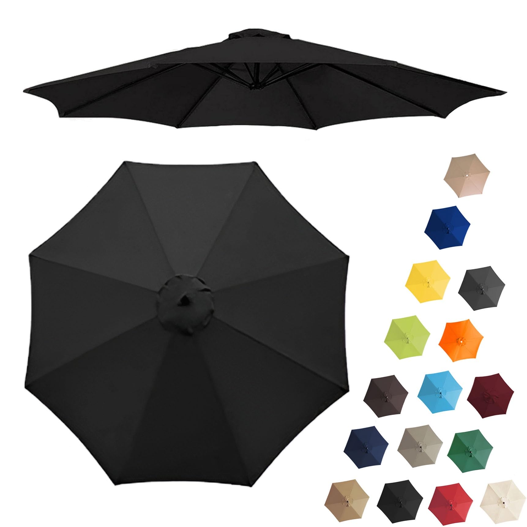 Rechange Toile De Parasol De Jardin Pour 6 Baleines/8 Baleines Auvent De Remplacement Pour Parasol De Terrasse Anti-Ultraviolet