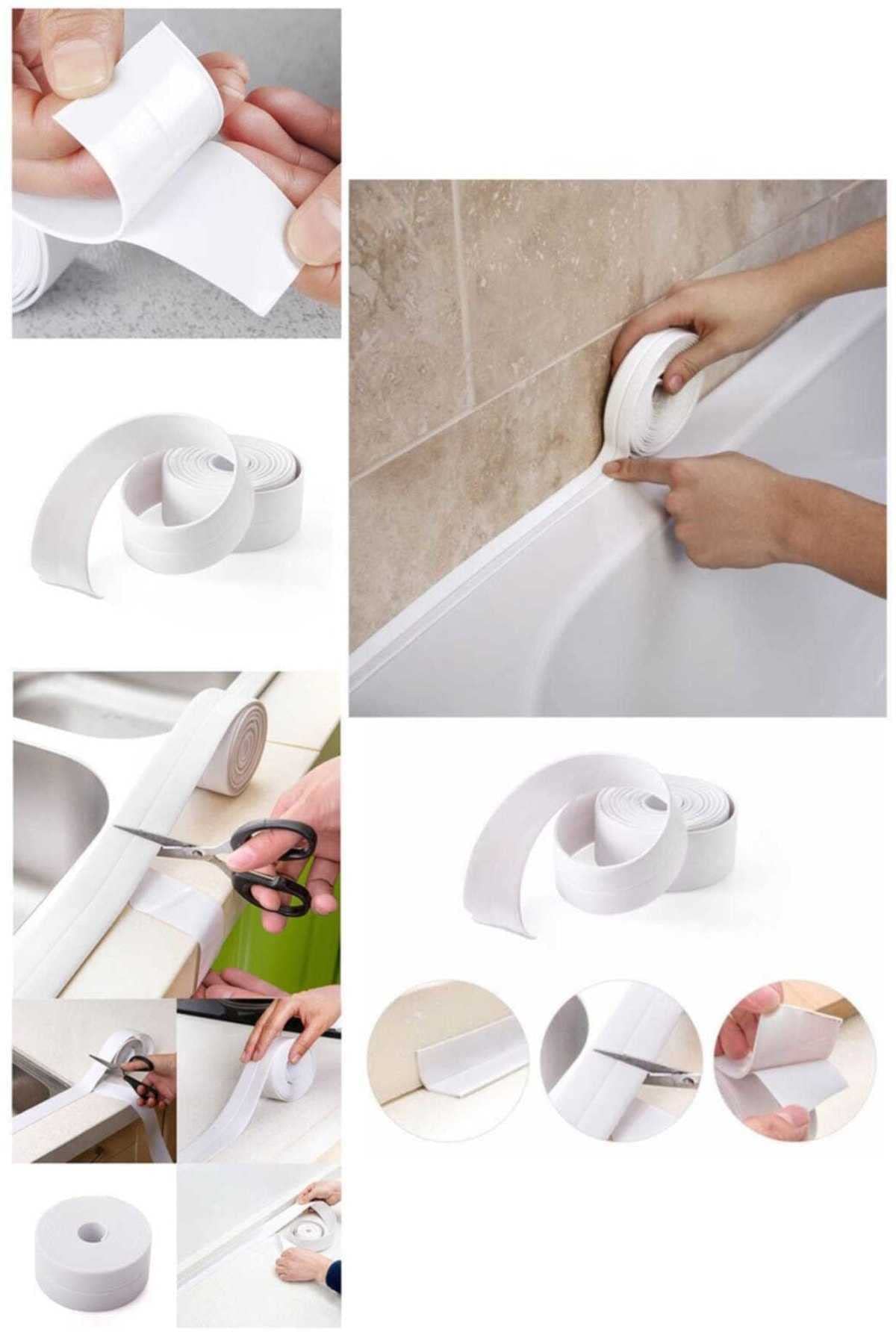 3.2 M Banyo Künanet Mutfak Lananabo Beyaz Su Sızdırmaz Bant Su Geçirmez Kenar Bandı Sızdırmazlık Tamir, , Tek Ebat