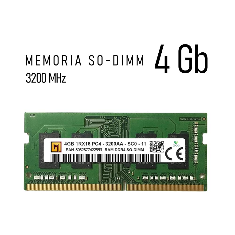 MG, Memoria Ram 4 Gb, Ddr4 So-dimm da 3200 Mhz, Ram per Laptop Notebook e Pc Portatili garanzia Italia