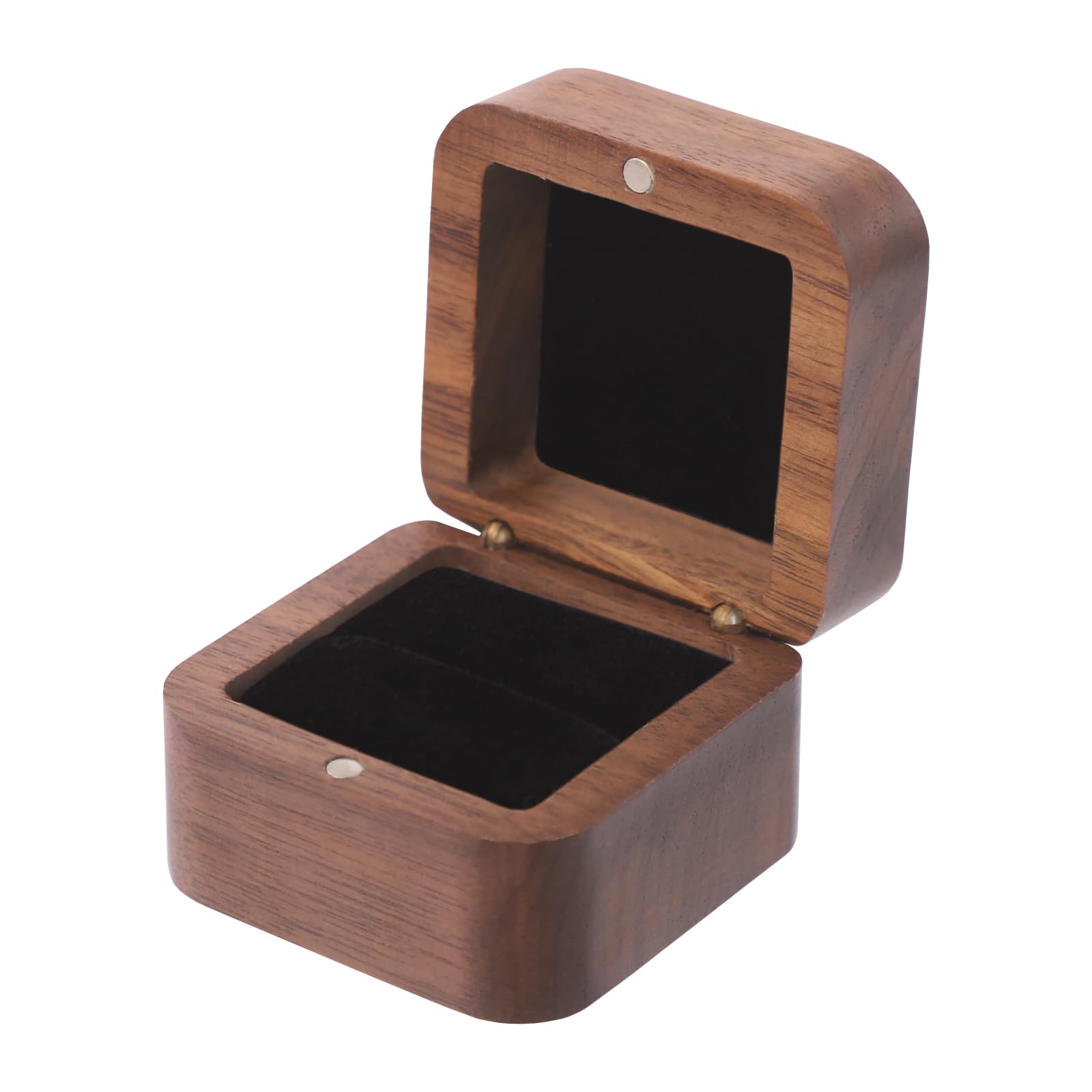 SHInDNEn Portable Wooden Ring Box with Small Footprint for Filling in Handbag for Surprise Proposal at Park