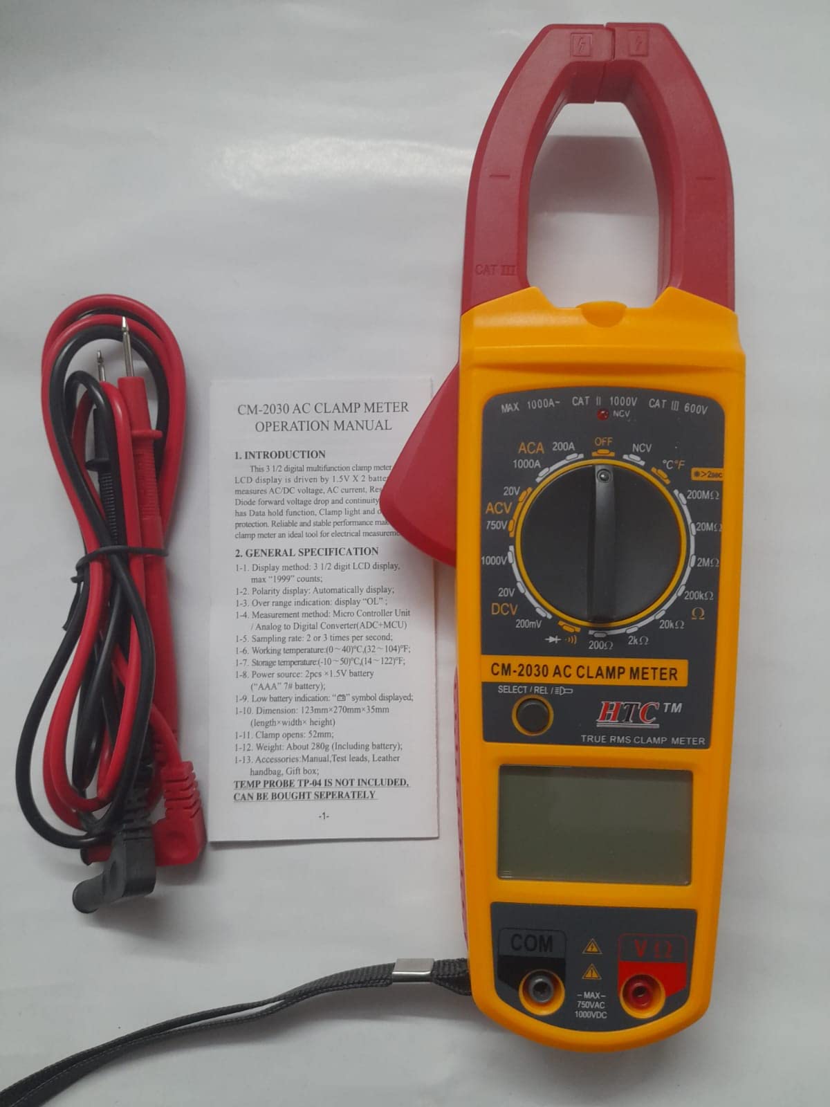 Rytee Sales HTC Digital AC Clamp Clip-on Meter 1000A Tester , Multicolour - Image 6 thumbnail