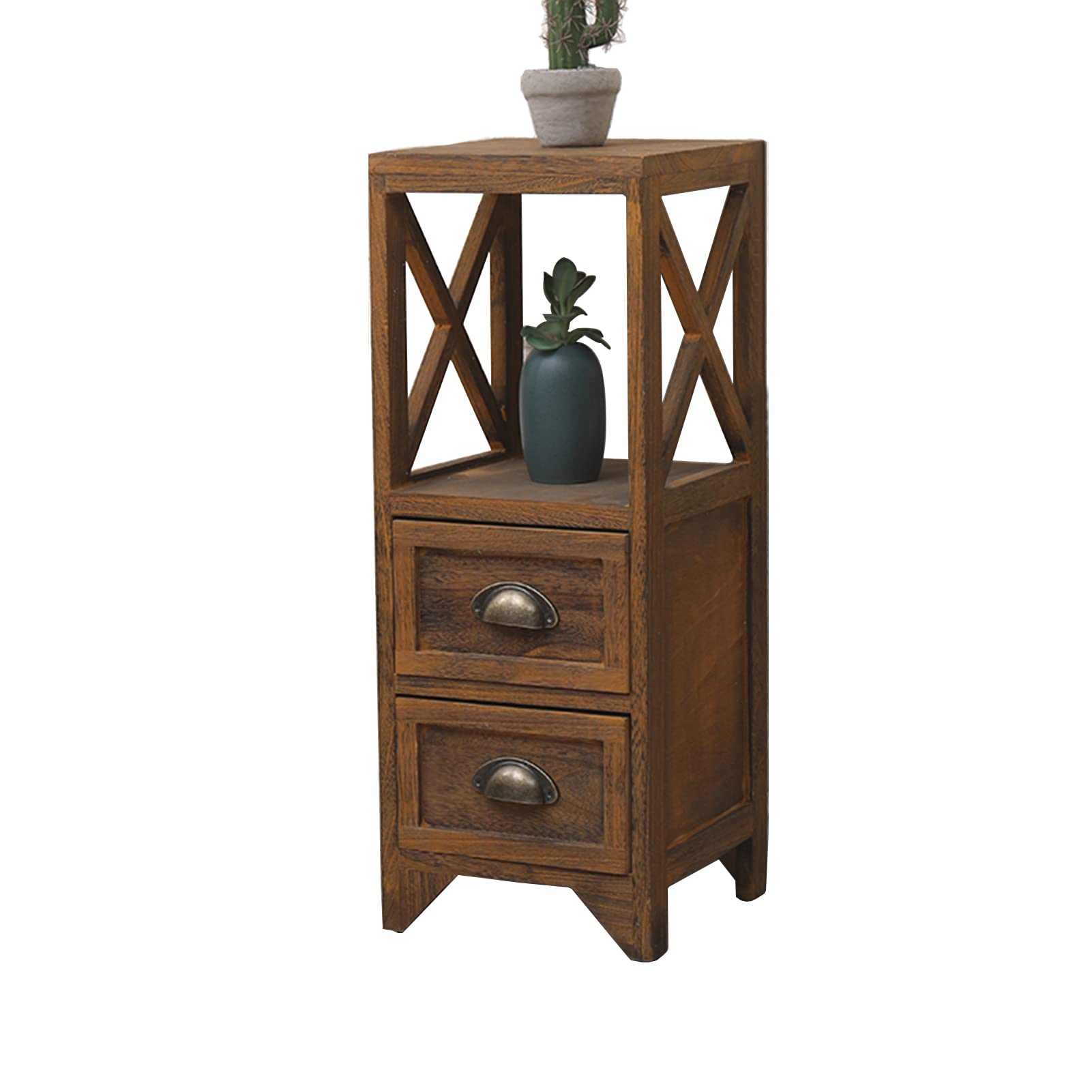 Table de chevet avec étagère ouverte à 3 niveaux pour chambre et salon