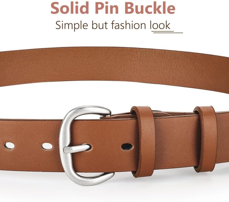 WHIPPY Women Leather Belt for Jeans Pants Dresses Black Ladies Waist Belt with Pin Buckle - Image 2
