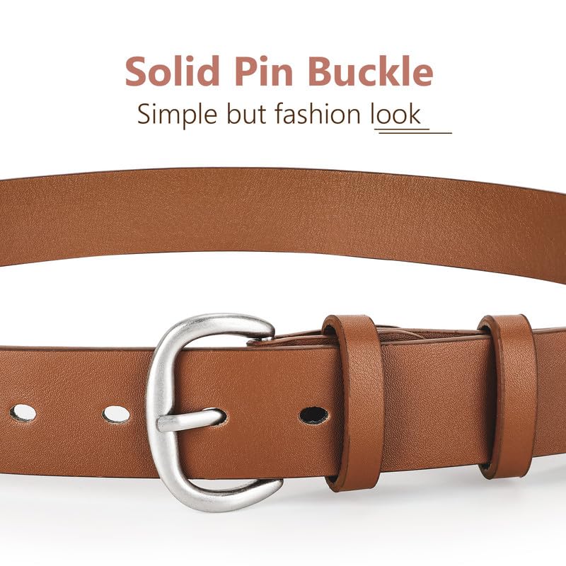 Image of WHIPPY Women Leather Belt for Jeans Pants Dresses Black Ladies Waist Belt with Pin Buckle