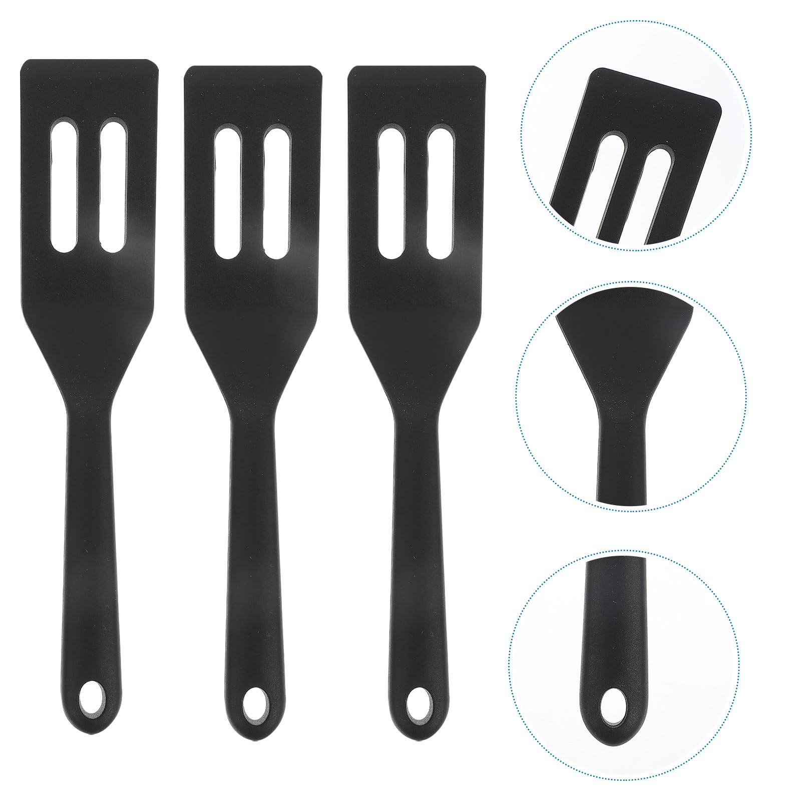 TOYANDONA Espátulas de Silicona Pequeñas Antiadherentes 6 Piezas para Hornear y Cocinar Resistentes al Calor Color Negro Orificios Utensilios de Cocina Prácticos para Repostería y Carne