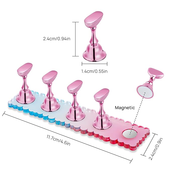 Juego de 2 sets de práctica para uñas, soporte de uñas acrílico, manualidades, herramientas de diseño, accesorios para hogar y salón miniatura 2