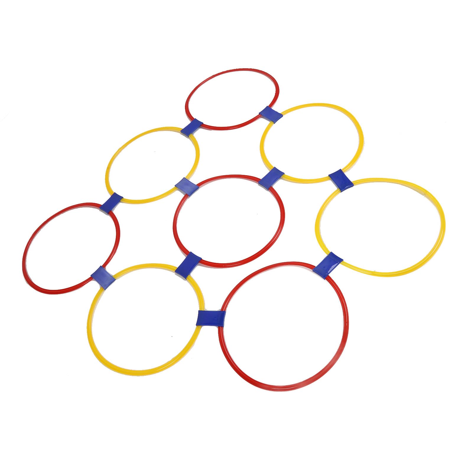 Generic Hopscotch Hoop, Równowaga ćwiczeń Treningowych Obręczy 10pcs Kombinacja Materiału Plastikowego Wszechstronne z 10 Pętlami do Skakania (L 360 ml 6,8x14,5 cm / 2,7x5,7 cala)