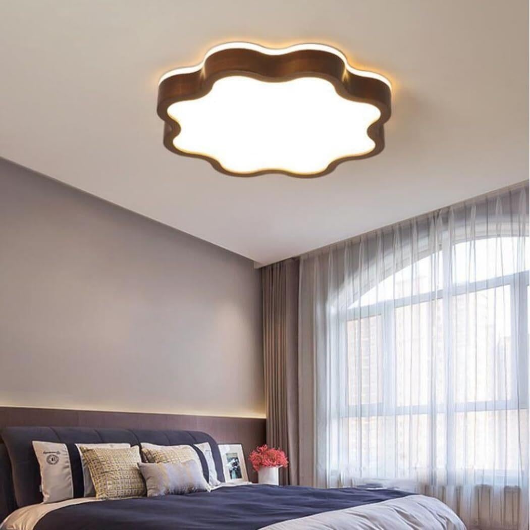 Warm Wooden Creative Flowers LED Ceiling Light