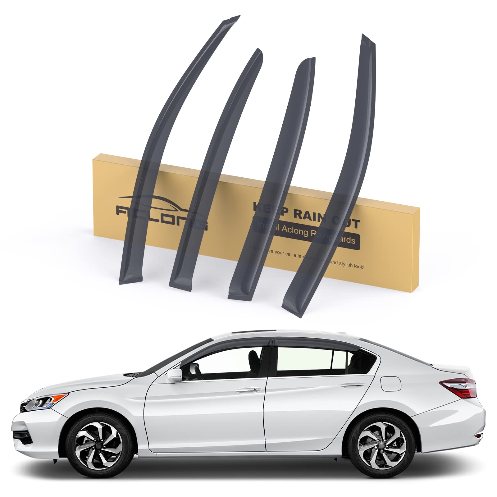 Photo 1 of ACLONG Smoke Rain Guards for Honda Accord 2013-2017 Tape-On Side Shatterproof Window Visor, Window Deflectors, Vent Deflectors, 4-Piece Set Fit for Honda Accord 2013-2017 Tape On