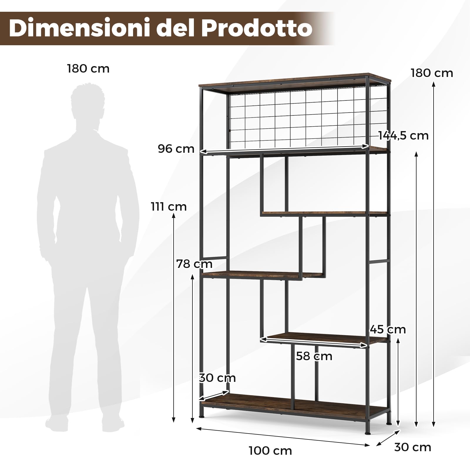 COSTWAY Scaffale Porta Piante a 6 Livelli con Rete Metallica