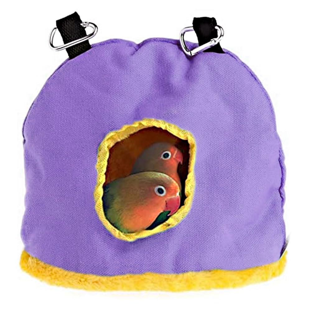 Voarge Nido Colgante para pájaros, Invierno cálido Nido de pájaro Jaula, Felpa de Invierno para Pájaros Casa de Peluche para Animales Pequeños, El tamaño del Color es Opcional (M, Gris Verde) — view 7