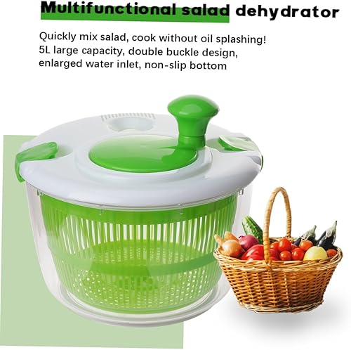 Miniatura 7 de Deshidratador de ensalada doméstica Secador manual de verduras Spinner de plástico de fácil uso para lavar y secar frutas y verduras para