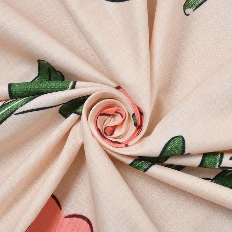 Image of NHD HOME 220 TC Cotton All Around Elastic Fitted Printed Bedsheets King Size, Fitted Bedsheets King Size for Double Bed with 2 Pillow Covers, Size- 78 x 72+10, Pink Green