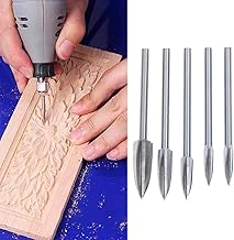 Poapo Juego de Brocas de Talla y Grabado de Madera de 5 Piezas, Herramienta de Corte y taladrado de Madera para Grabado de Madera, para Bricolaje de Madera, Pulido de Metales, Grabado, perforación