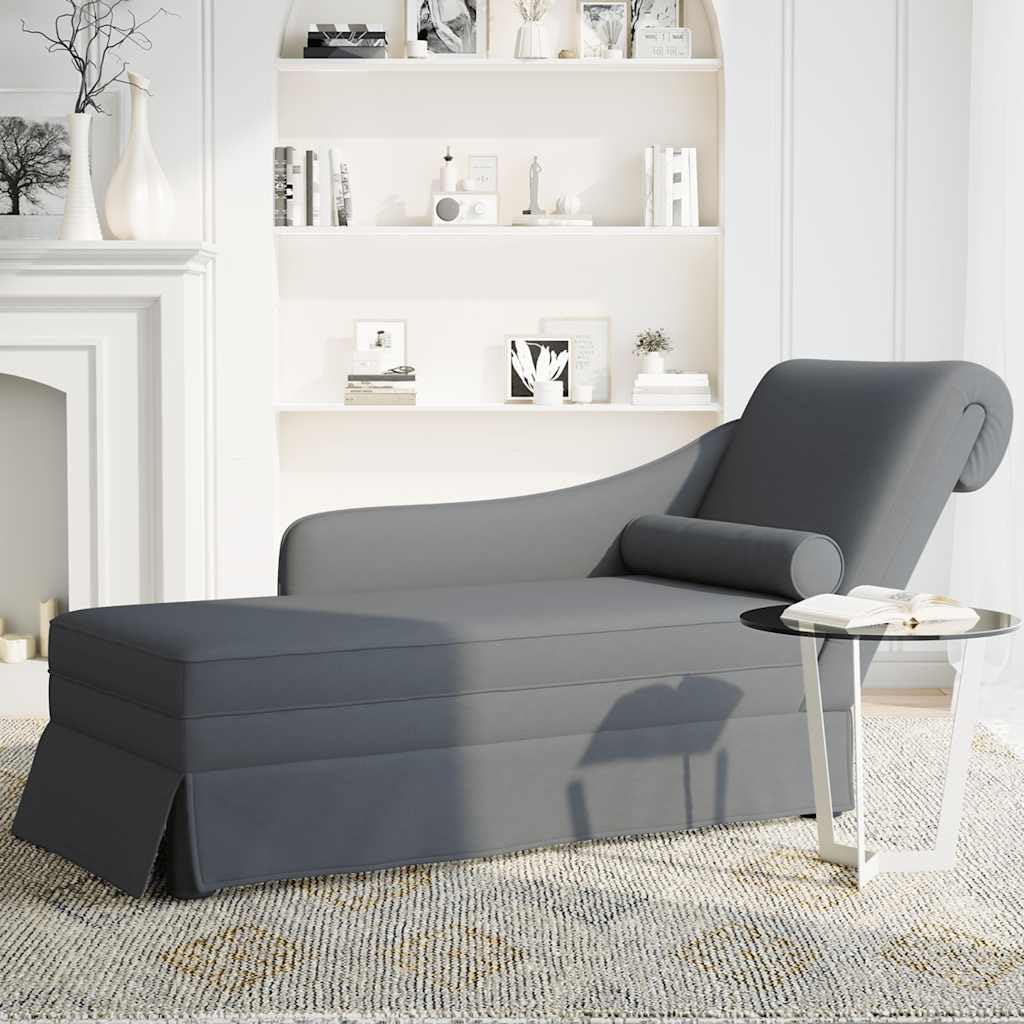 Chaise longue con cuscino cervicale e bracciolo destro, in velluto, 145 x 56 x 70 cm, comoda sedia da salotto per soggiorno, camera da letto, camera degli ospiti, zona relax e lettura