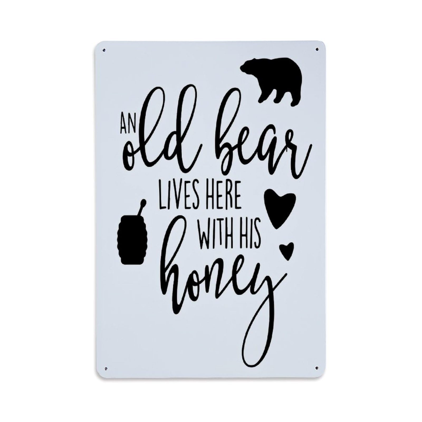 Jdfenggu Vintage Old Bear Lives Here Honey Retro Metal Tin Sign, Metal Poster For Bar, Home, Man Cave, Kitchen, Laundry Room Art Decor 8X12 Inch