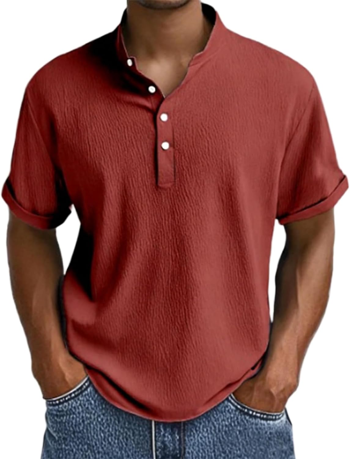 WENKOMG1 Men's Casual T Shirts Short Sleeve Casual Henley Shirts Athletic Workout Running Gym Tee Top, M-3XL