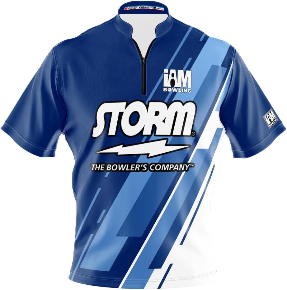 Logo Infusion I AM Bowling Jersey Short Sleeve Sash Collar 2227-ST Made in USA Storm