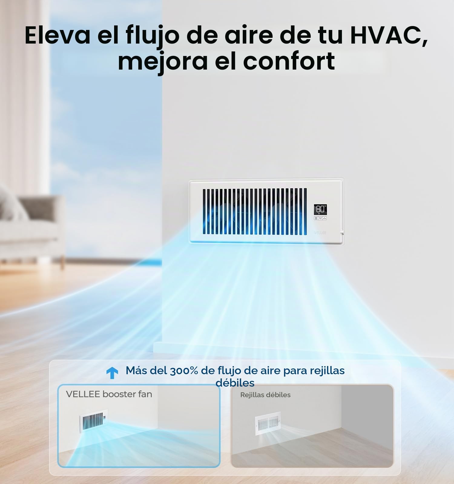 VELLEE Ventilador silencioso de 4 x 12 pulgadas, ventilador de ventilación de CA con control remoto y control de termostato, blanco, VL-412-W