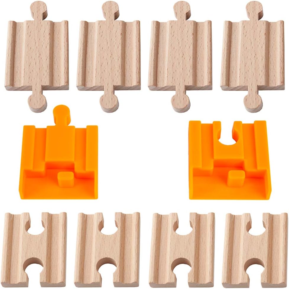 Orbrium ToysMale-Male Female-Female Wooden Train Track Adapters Fits Thomas Brio Chuggington, Set of 8