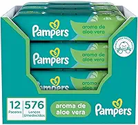 Pampers Lenços Umedecidos Aroma de Aloe Vera 48 Unidades (pacote de 12)