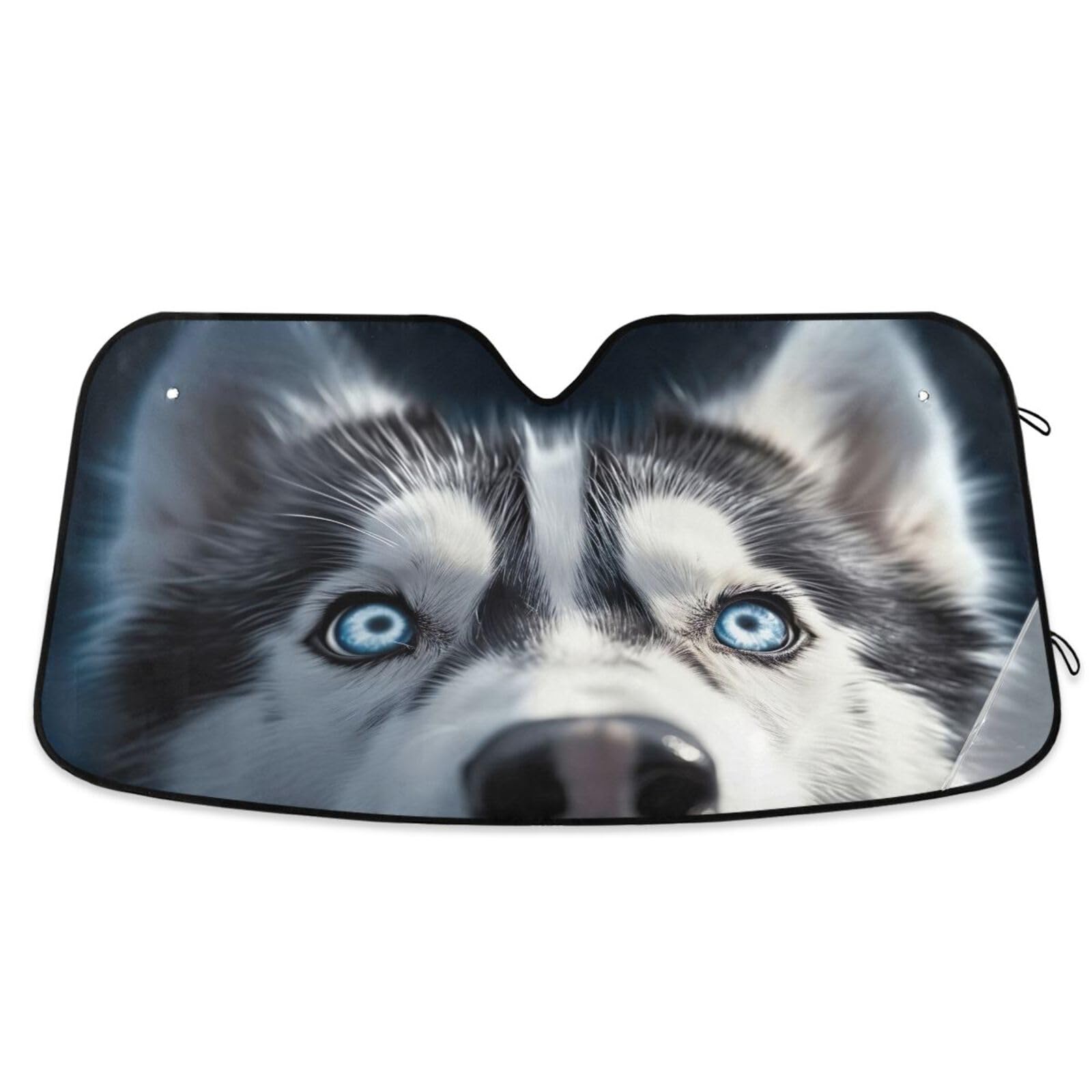 Kigai Siberian Husky Dog Car Windshield Sun Shade, UV Sunshade for Front Window, Foldable Sun Visor Protector, Keep Car Cool Sun Shield Auto Interior Accessories for Sedan,SUV -S