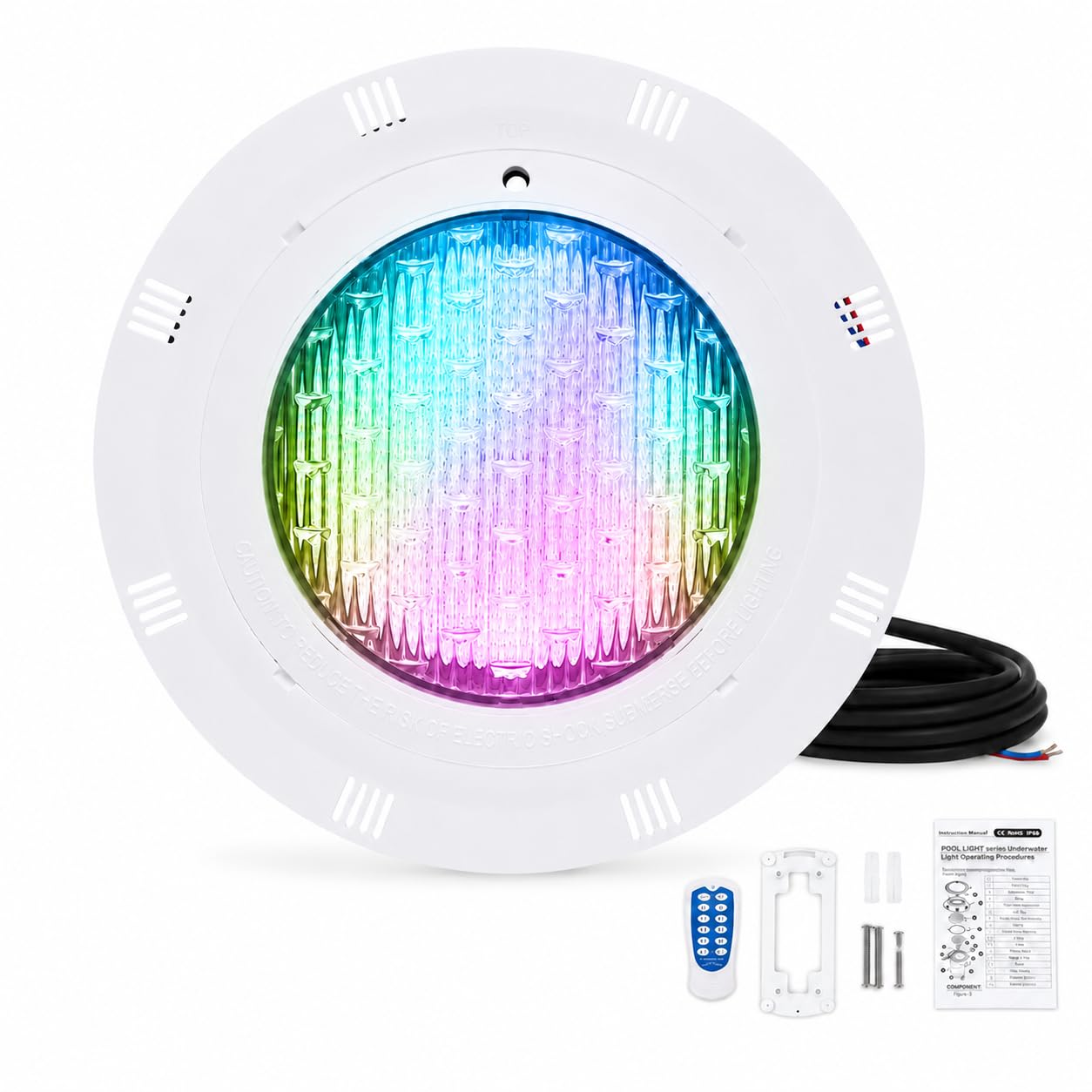 Projecteur Piscine LED RGB 45W, Lampe Piscine Étanche IP68 12V AC avec Télécommande, 460 LED 2500LM, Spot Sous-Marin pour Piscine, Bassin, Fontaine et Jardin