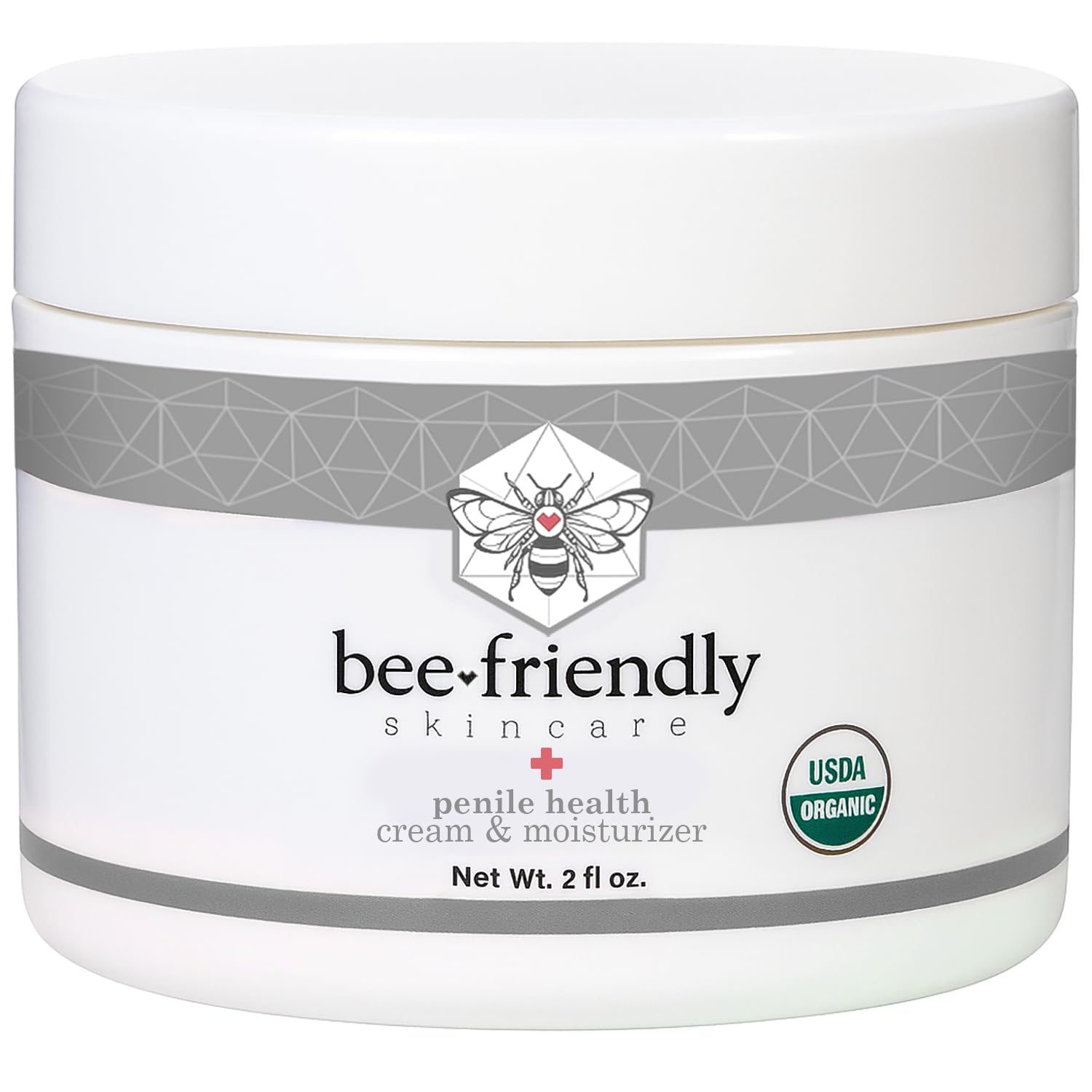 BeeFriendly Organic Penile Health Creme, USDA Certified Cream, Natural Moisturizer Aids With Dry, Chafed, Itchy, Irritated & Sensitive Male Skin 2 ozUSDA Organic