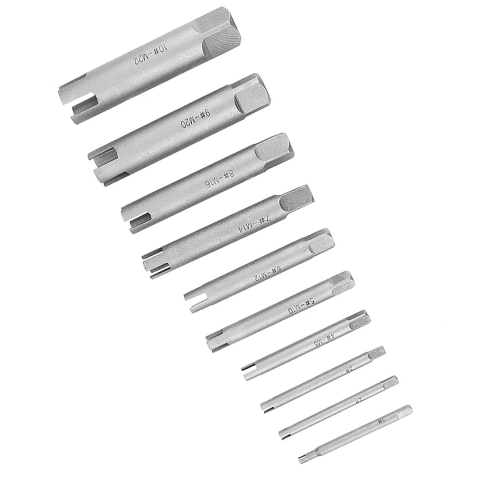 Set di estrattori per viti con testa rotta in acciaio, estrattore di viti sfilacciate, kit di estrazione per maschiature in acciaio ad alta velocità con misure metriche e SAE, per (Set da 10 pezzi)