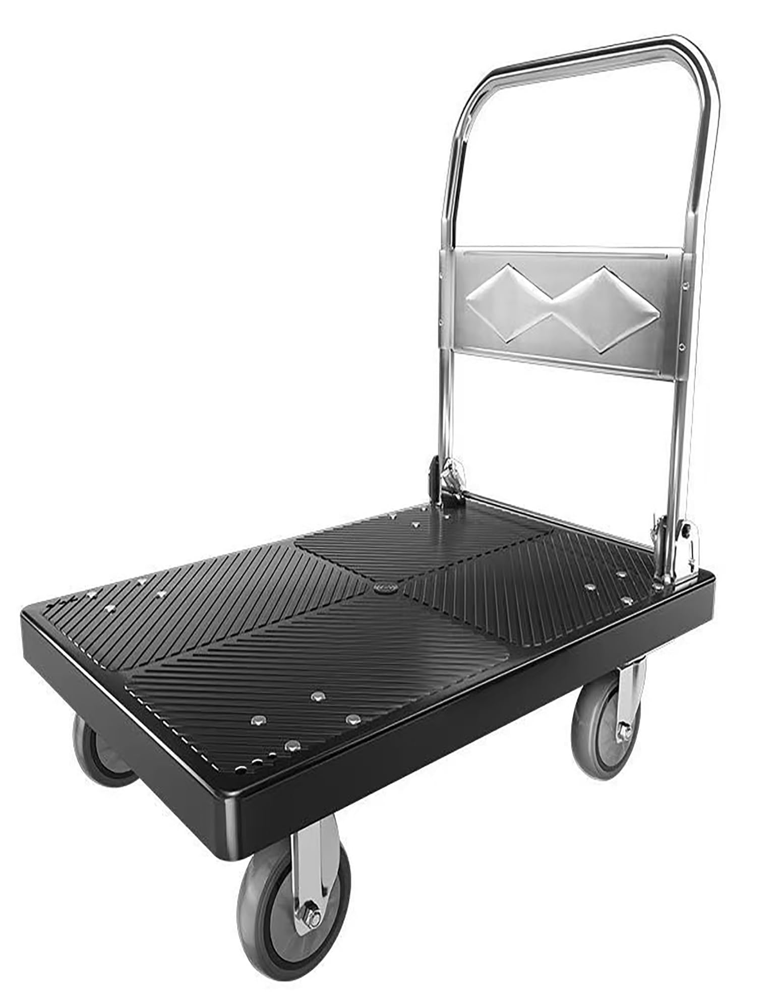 Carretilla de empuje de 440 libras, plegable, resistente, plataforma utilitaria móvil, carretilla manual con ruedas giratorias de 360 ​​grados(70x42cm/27x16in)