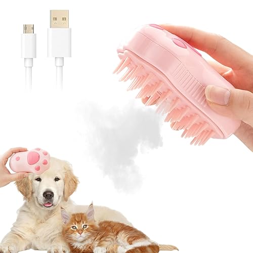 uessegs Cepillo de vapor para gatos, 3 en 1, cepillo de vapor para gatos, cepillo de vapor para masaje, cepillo de vapor autolimpiante para gatos,