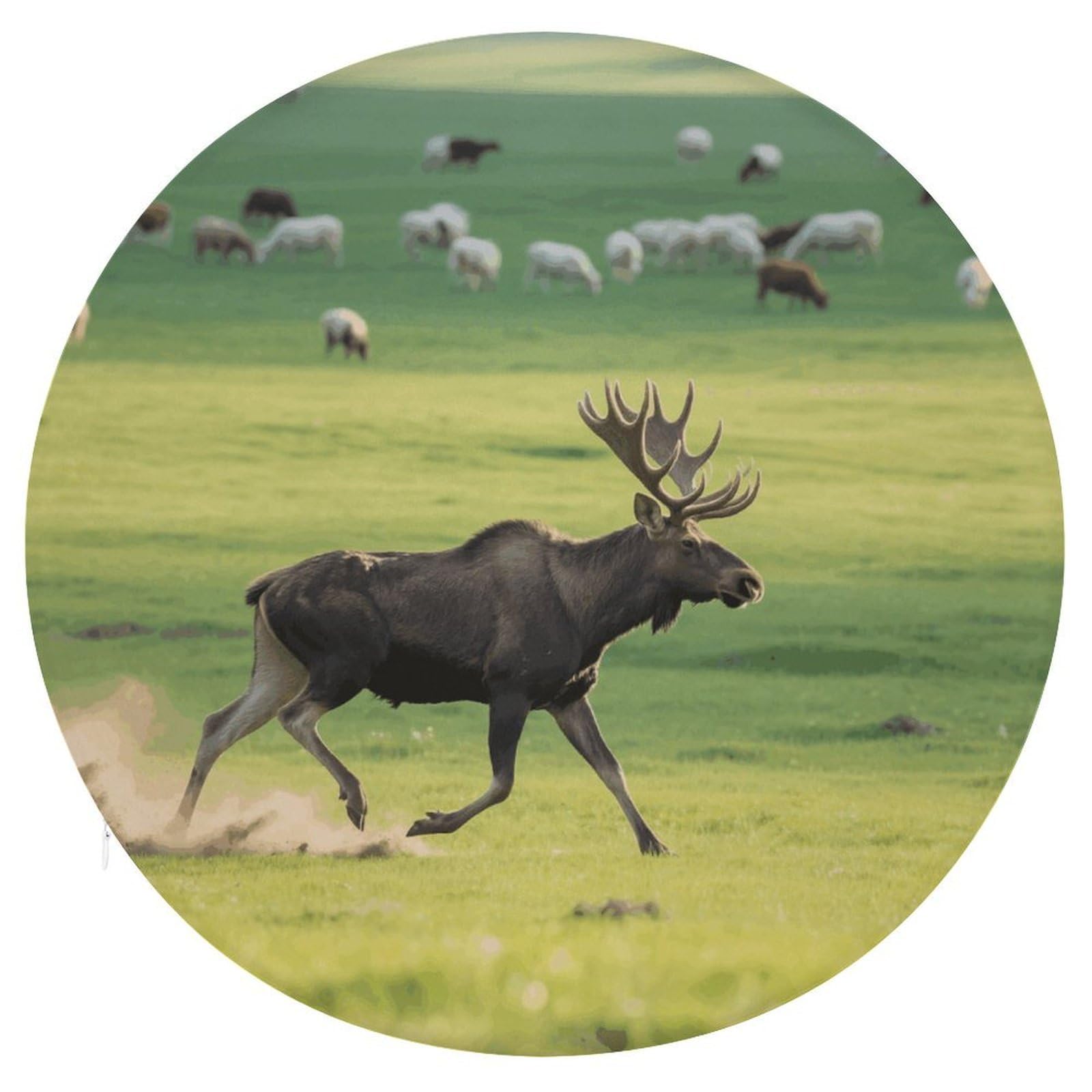 VstaDank Moose Cushions Memory Non Slip Car Seat Cushions Dining Chairs Cushion Indoo Dining Room Round Chair Pads with Zipper and Removable Cover Cushion