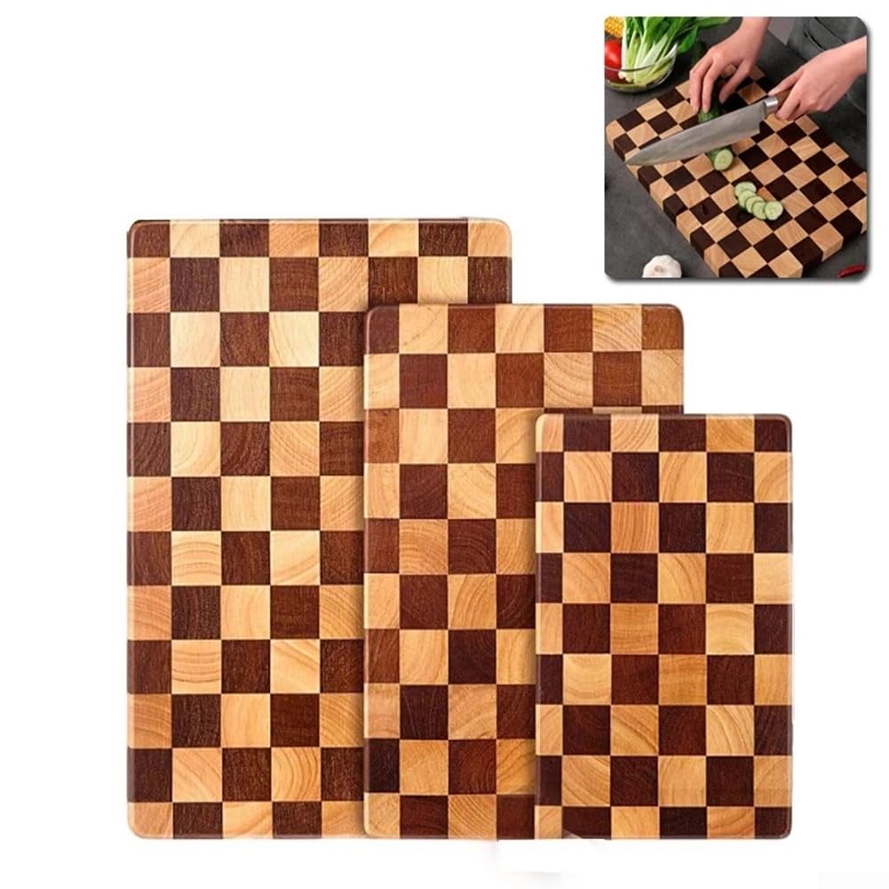 Tagliere in legno di caucciù naturale, spessore 2,8 cm, robusto (L)
