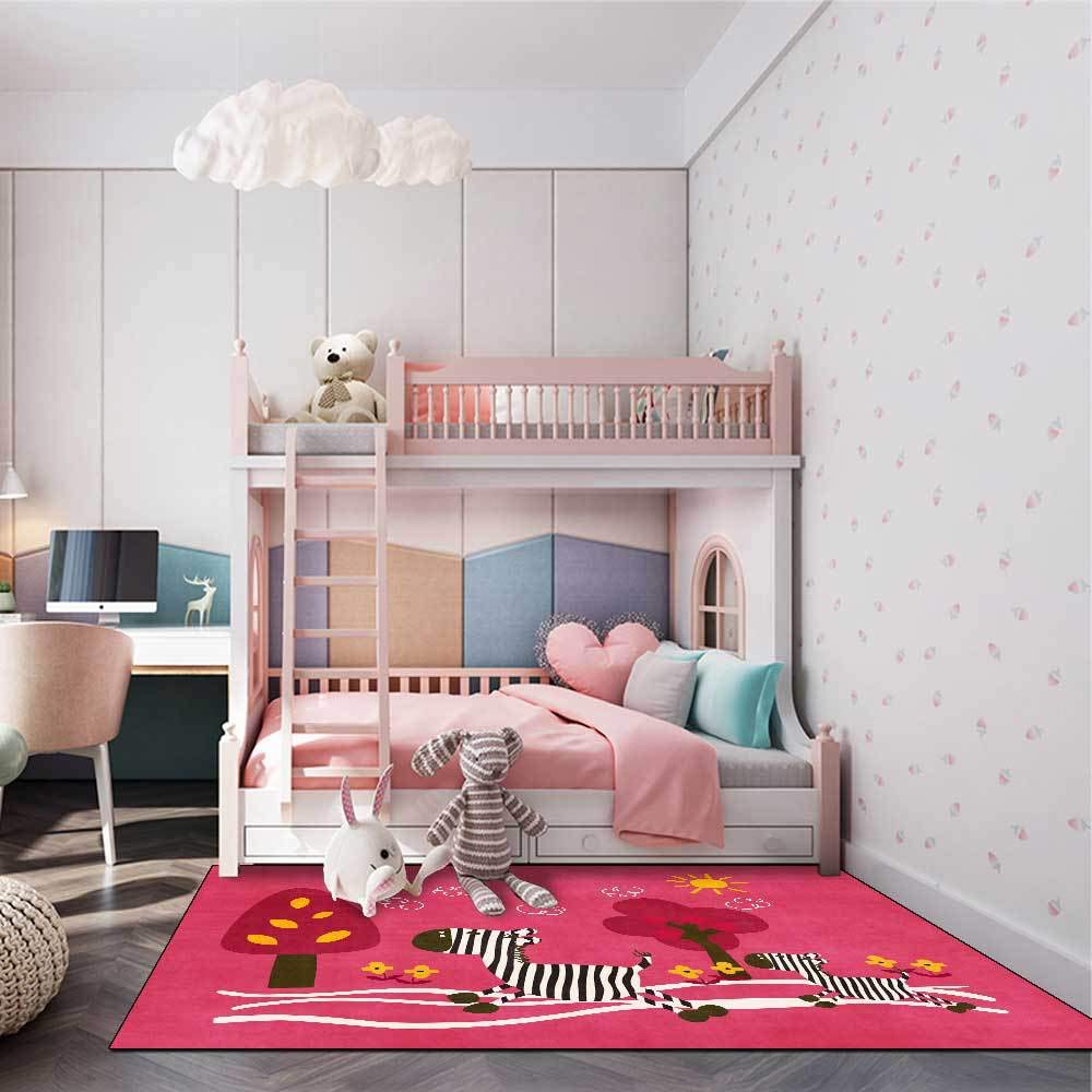 Tapis de Chambre d'enfant Marelle Bordure de Dessin animé de Petit Train en Orange, Chambre, Salle de Jeux, Jeux familiaux.-60x180cm