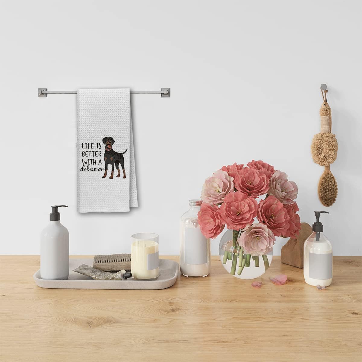 Dibor Life is Better with A Doberman Cute Doberman Puppy Dog Absorbent Drying Cloth Hand Towels Tea Towels for Bathroom Kitchen, Dog Lovers Girls Women Gifts - Image 4