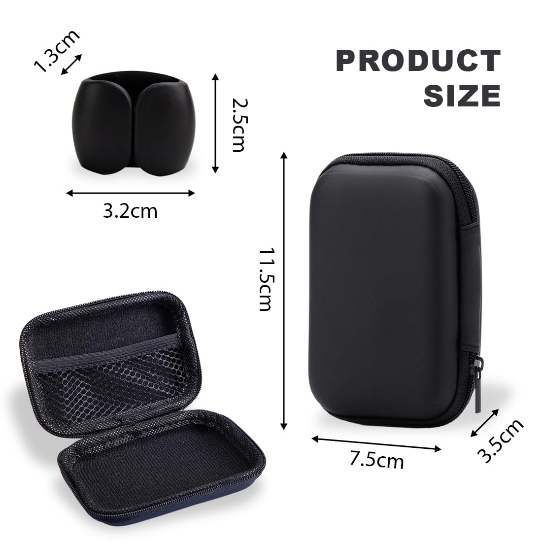 1 Custodia hard disk esterno e 1 fascetta per cavi, Custodia rigida custodie, Protegge il disco rigido, custodia protettiva antiurto per accessori elettronici, Borsa Antiurto Rigida Cover Case