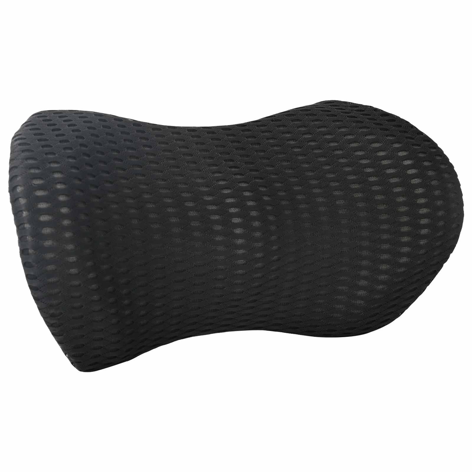 Cojín de respaldo negro de espuma viscoelástica 46 x 24 x 11 cm, acolchado ergonómico con funda de malla transpirable, lavable para dormir de espalda y postura relajada en interiores