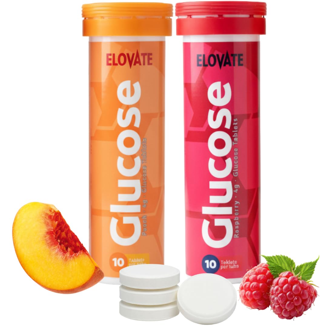 ELOVATE Suplemento para Energia em Tabletes de Glicose, Dextrose 3,8 g, 20 tabletes