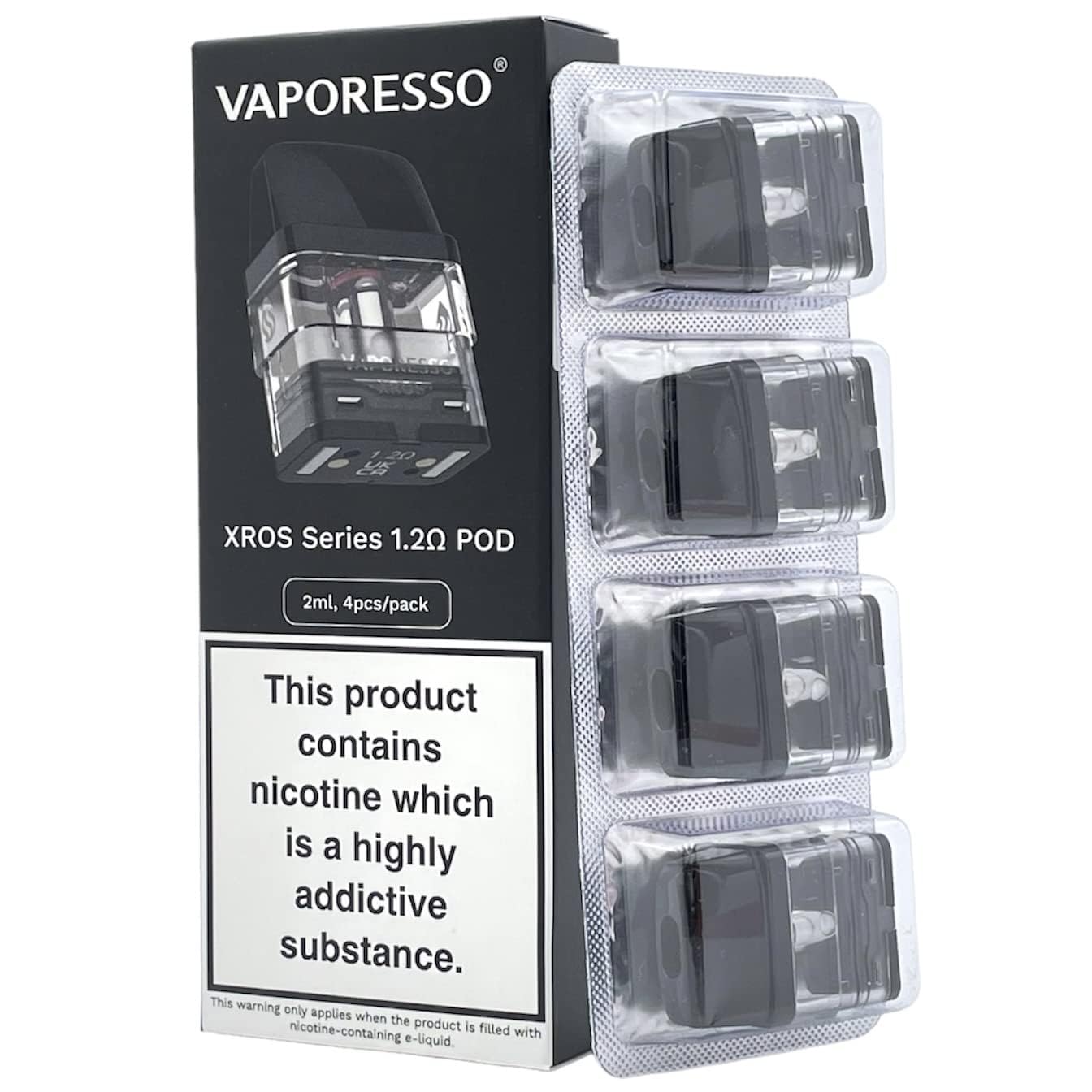 Xros Series Pods compatible with Vaporesso XROS Nano mini 3 and 2 kits MTL No Nicotine (1.2Ω- pack of 4)