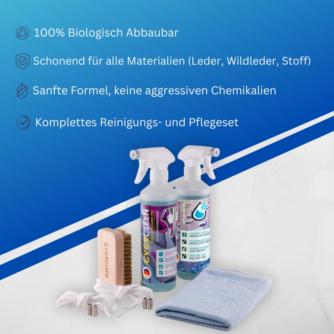 Profesjonalny środek do czyszczenia sneakersów 500 ml + ściereczka z mikrofibry + szczotka Made in Germany. Intensywne czyszczenie i pielęgnacja. Łatwa obsługa. Delikatnie czyści buty