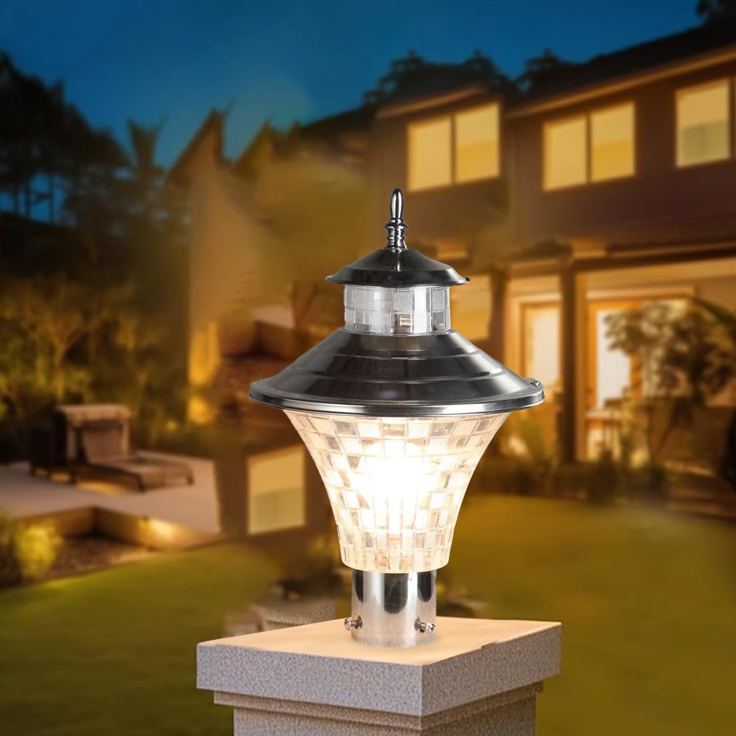 WHITERAY Metal and Polycarbonate Main Gate Light for Outdoor Pillars Durable Waterproof Post Lamp for Garden, Driveway, Entrance, Driveway,Pathway, Lawn and Fence Columns (Without Bulb)