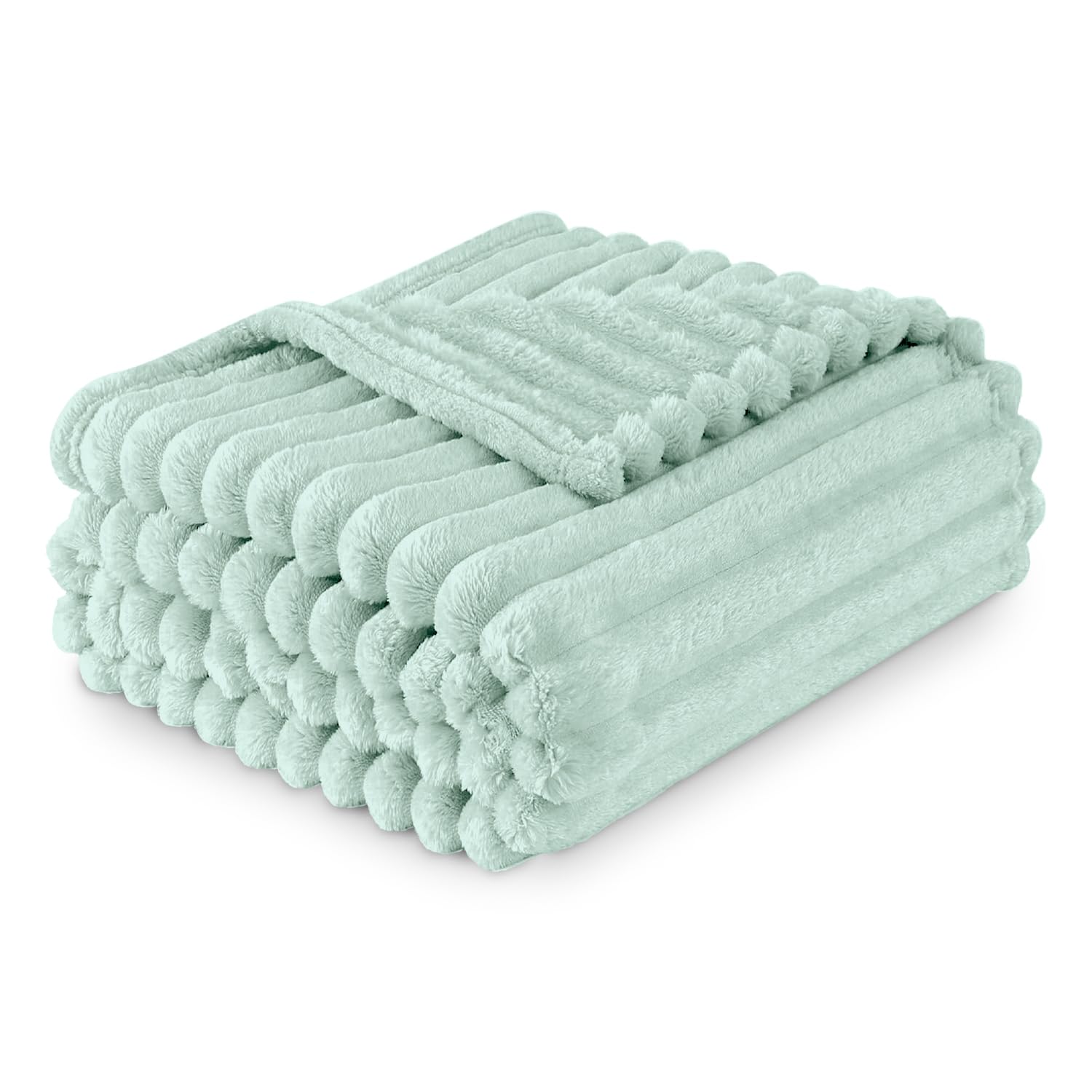 GC GAVENO CAVAILIA Sherpa Fleece Blanket Throw, Thermal Warm & Cosy Fluffy Throws For Sofa Large Bed Couch, Thick Blanket Ribbed Fur Throw 150 x 200 Cm, Duck Egg — image 1