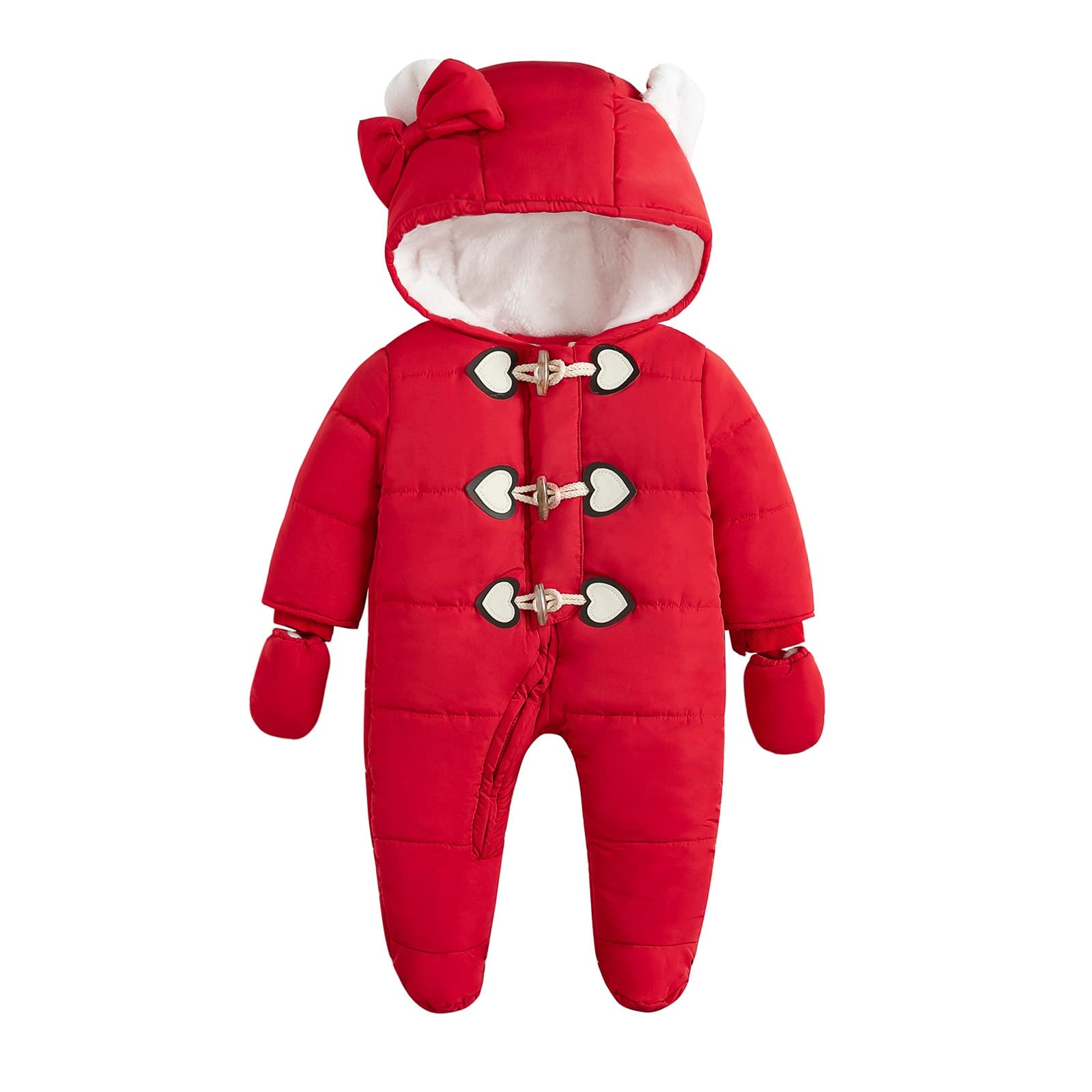 Simplee kids Baby Infant Boys Girls Snowsuit Winter Hooded Footed Warm  Jumpsuit Outerwear with Gloves for 3-24 Months