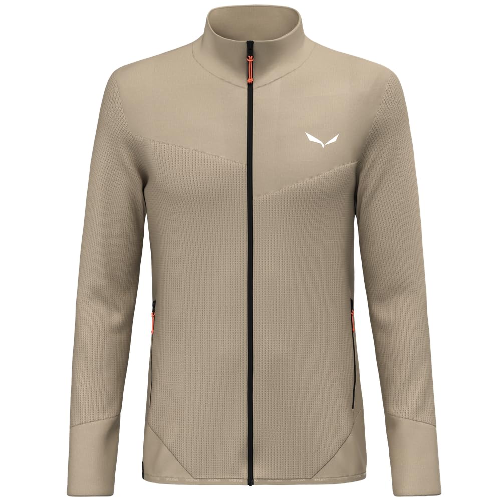 Salewa Men's Beige Full-Zip Hiking Jacket Puez Waffle Hyb Pl