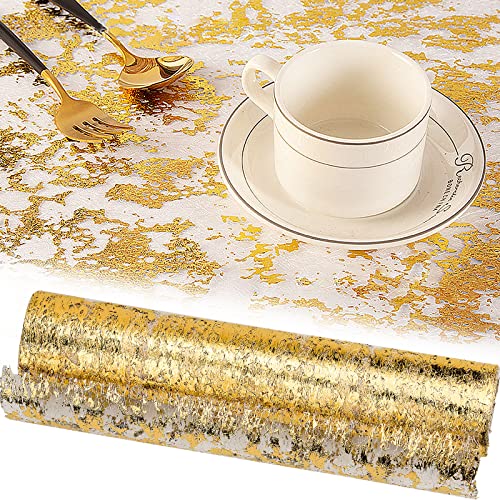 iYInJuan 28 cm x 5 m Camino de Mesa Dorado, Malla Fina de Metal Table Runner Tela de Lentejuelas Rectangular, Decoración...