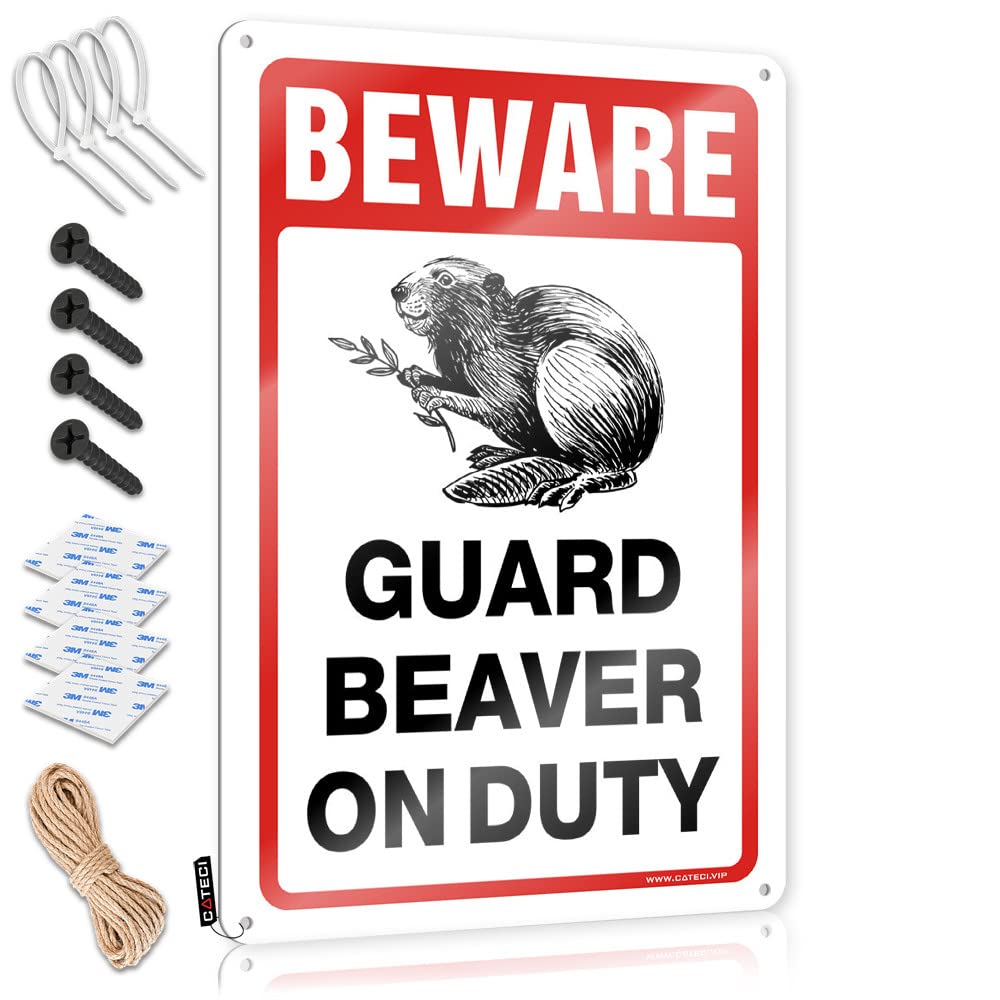 Fzfn Men's Colour Signs Stuff For Ready To Hang - Beware! Guard Beaver On Duty Collection For Bedroom(30X40cm)