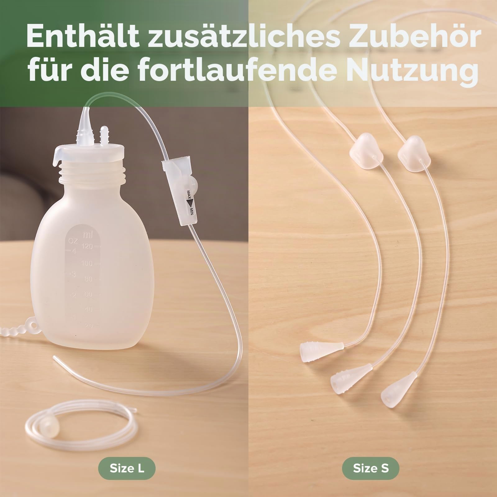 haakaa Baby Supplemental Nursing System for Stillen, Silikon Baby Fütterungsschlauch & Beutel Set, Brustergänzungsmittel mit Dual Tube Flow Control, Lebensmittelechtes Silikon