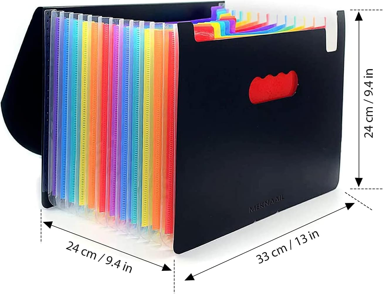 Meknaail File Organiser 13 Pockets A4 Size Expanding Accordion Filing Boxes with Lid and Colour Labels Folders for Paperwork and File Storage (Pack of 2) - Image 2
